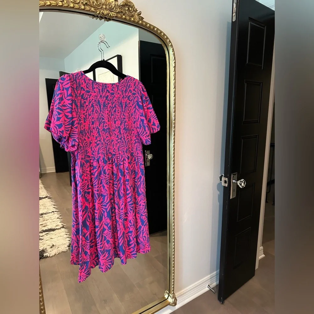 Lilly Pulitzer Chrystelle Palm Smocked Mini Dress - Flock to Paradise Print - Picture 2 of 2